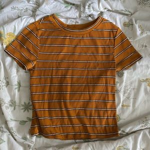 FOREVER 21 Short sleeve mustard yellow striped top